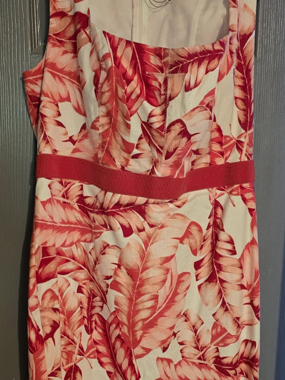 Never Worn Eva Mendes NY&C Pink/Red/White Leaf print Sheath/Midi Dress